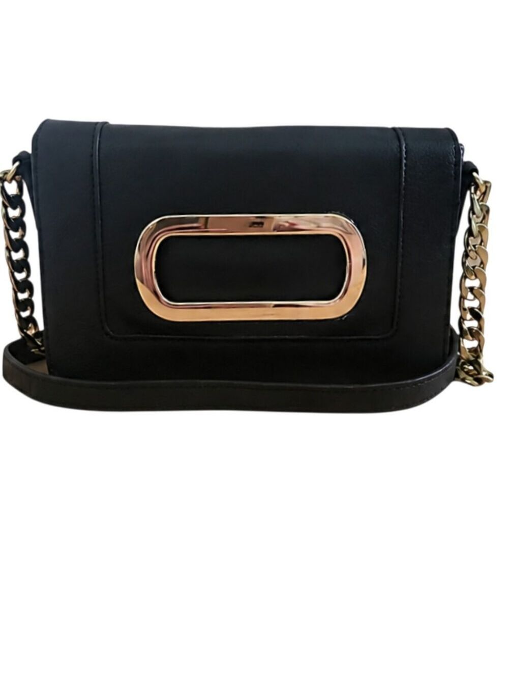 Banana Republic Black Crossbody Bag with Gold-Tone Chain Hardware